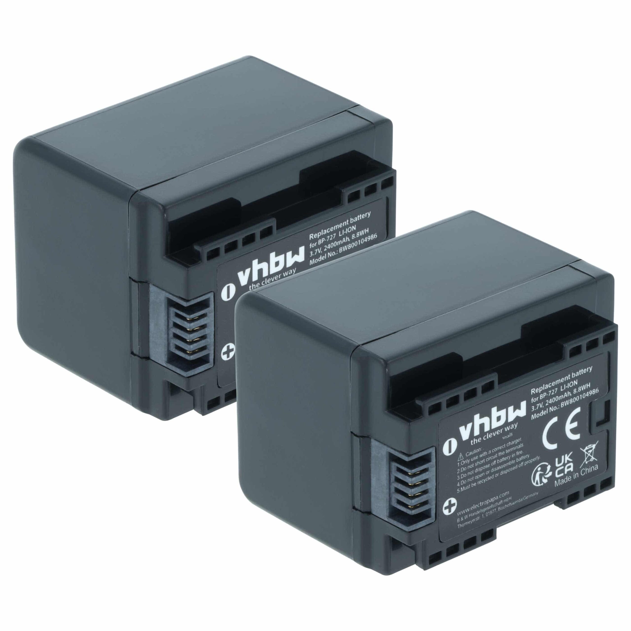 Bateria vhbw 2400 mAh 3.6V Li-Ion para Câmaras Canon (substitui BP-727) - Pack 2x