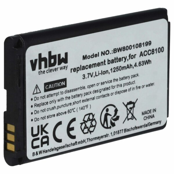 Bateria vhbw para Dictafone Philips ACC8100/00 - 1250 mAh 3.7 V Li-Ion