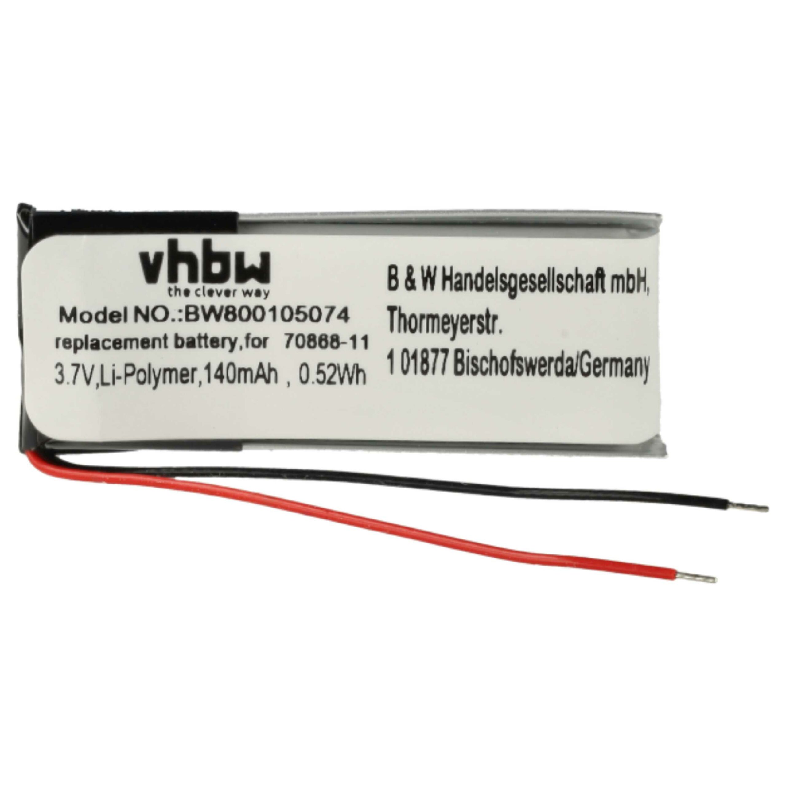 Bateria vhbw para Auscultadores sem Fios 5x 140 mAh 3.7 V Li-polymer (substitui Jabra, Plantronics, etc.) - Image 3