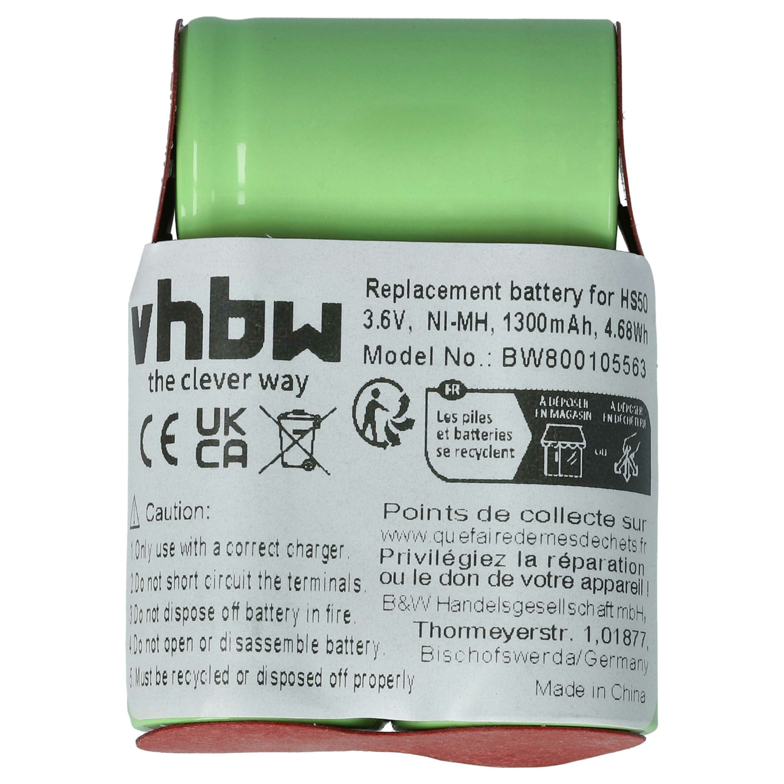Bateria vhbw para Máquina de Barbear Wella 1300 mAh 1.2 V NiMH - Image 3
