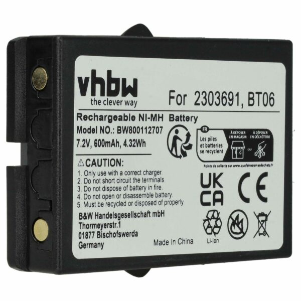 Bateria de Substituição vhbw para Danfoss 2303691, Telecomando BT06 - 600 mAh
