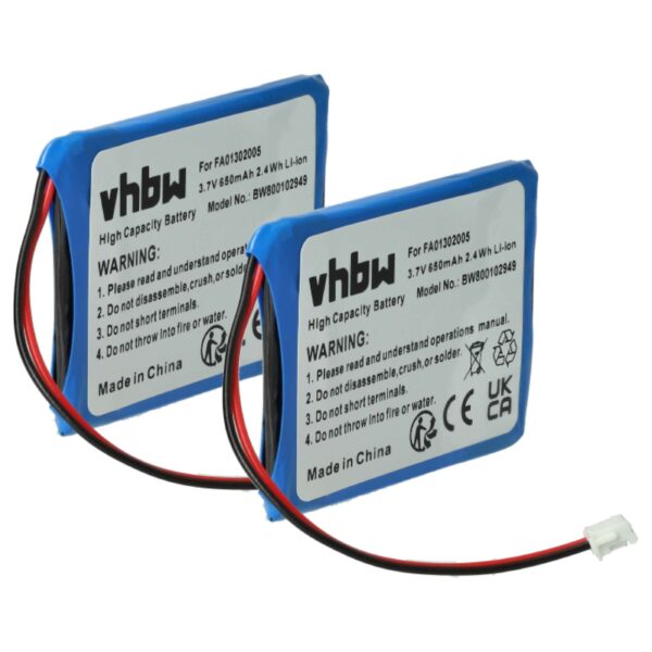 2x Bateria compatível Aastra BKB 201 010/1, FA01302005 para telefone DECT Ericsson - 650 mAh 3.7 V Li-Ion