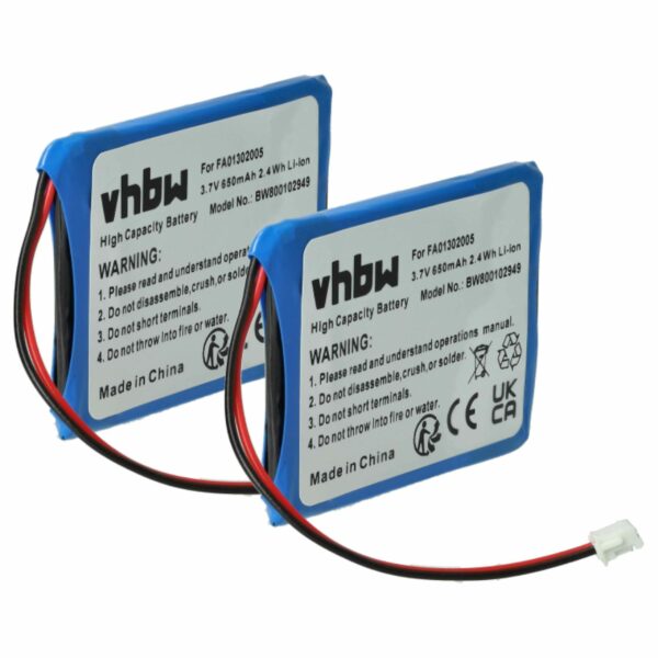 2x Bateria compatível Aastra BKB 201 010/1, FA01302005 para telefone DECT Ericsson - 650 mAh 3.7 V Li-Ion