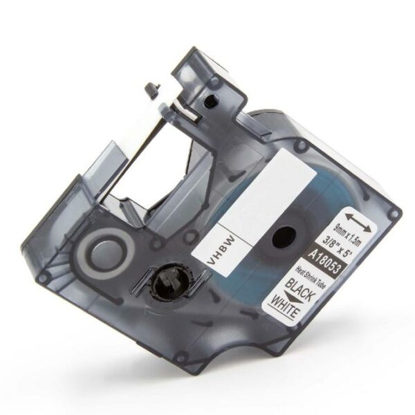 Fita termo retrátil vhbw substitui Dymo 18053 - Preto sobre Branco, 9 mm