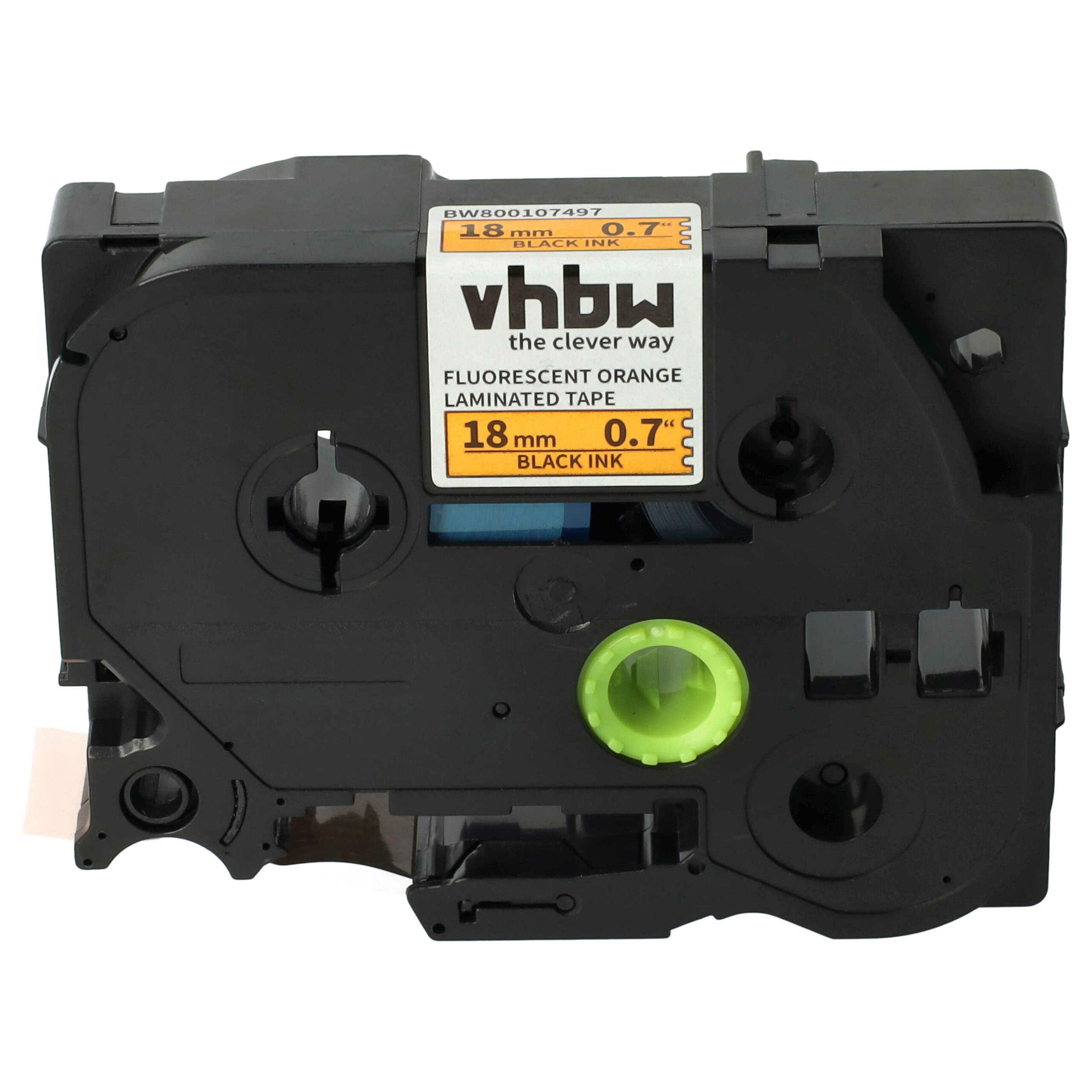 Fita de Etiquetas vhbw compatível com Brother TZE-241, TZ-241 - 18 mm Preto em Laranja Fluorescente