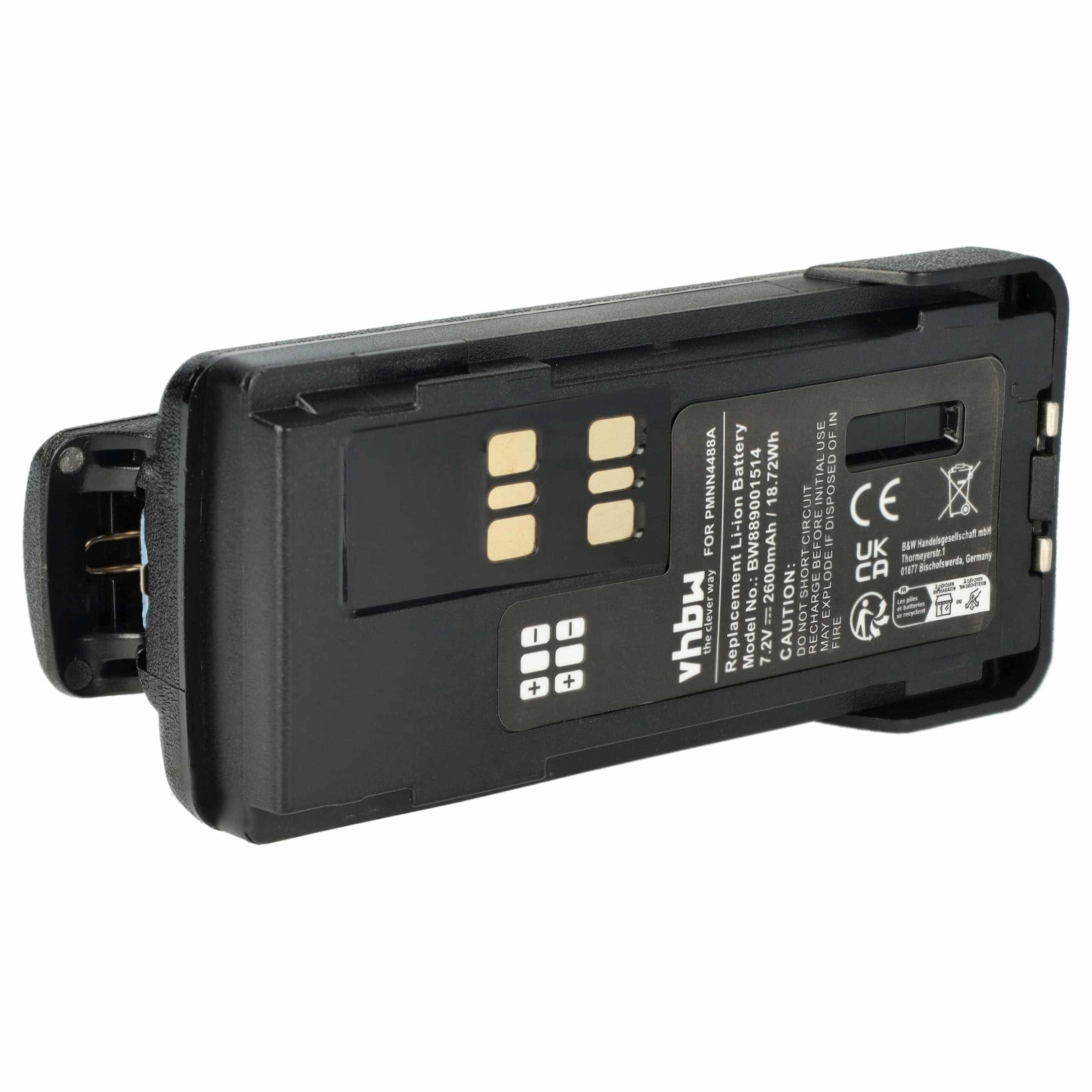 Bateria vhbw 5x para Rádios Motorola PMNN4416, PMNN4415AR, PMNN4415, PMNN441 - 2600 mAh 7.4V Li-Ion com Clipe de Cinto - Image 3