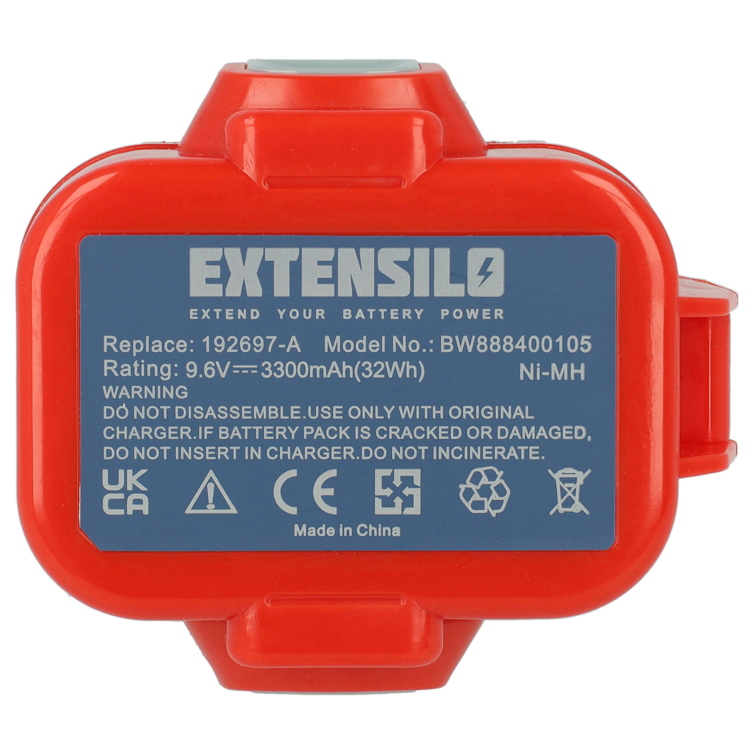 2x Bateria EXTENSILO para Makita 192321-5, 192404-1, 192019-4, 192534-8 - 3300 mAh, 9.6 V, NiMH - Image 3