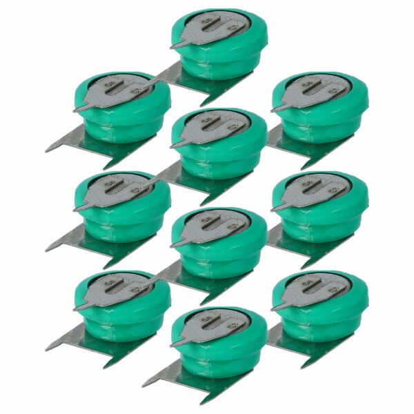 Pack 10x Pilhas Botão Recarregáveis V40H 3 Pinos vhbw - 40 mAh 1.2 V NiMH para Modelos e Lâmpadas Solares
