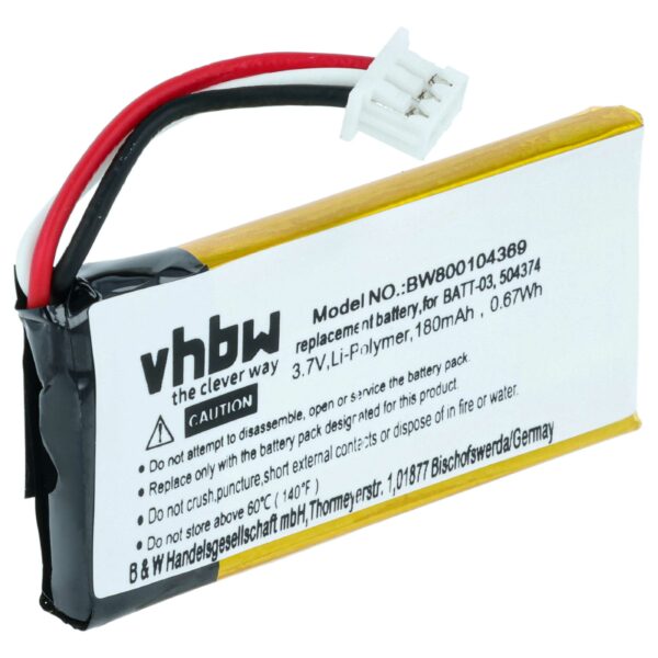 Bateria para Auscultadores Sennheiser 504374, BATT-03 - 180 mAh 3.7 V Li-Ion vhbw