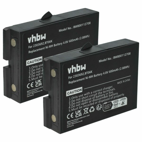 2x Bateria de Substituição para Danfoss 2303692, Telecomando BT06K - 600 mAh vhbw