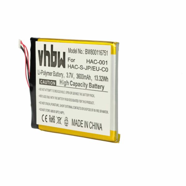 Bateria vhbw para Nintendo Switch HAC-A-BPHAT-C0, HAC-003 - 3600 mAh 3.7 V Li-polymer