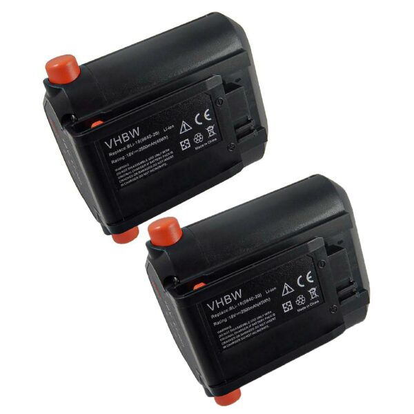 2x Bateria vhbw para Gardena BLi-18, 9839-20, 9840-20 - 2500 mAh 18 V Li-Ion