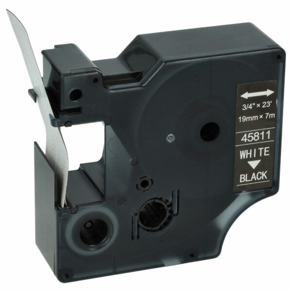 Fita de Etiquetas compatível com Dymo 45811, D1 - 19 mm Branco sobre Preto