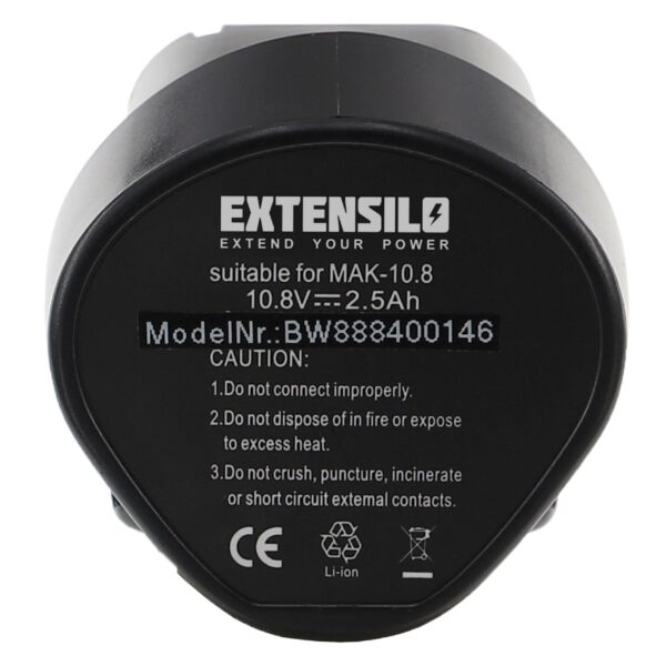 Bateria EXTENSILO para Makita 195332-9, 194588-1, 194551-4, 194550-6 - 10.8V 2500 mAh Li-Ion