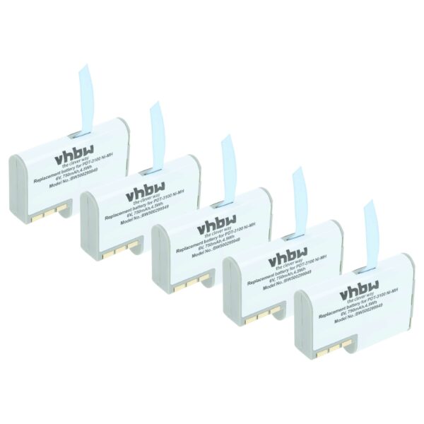 5x Bateria vhbw substitui Symbol 50-14000-0, 21-36897-02, KT-12596-01 para Scanner de Código de Barras Symbol - 750 mAh 6 V