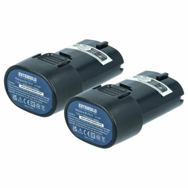 2x Bateria EXTENSILO compatível Makita BL7010, 194356-2, 194355-4 - 2500 mAh, 7.2V, Li-Ion