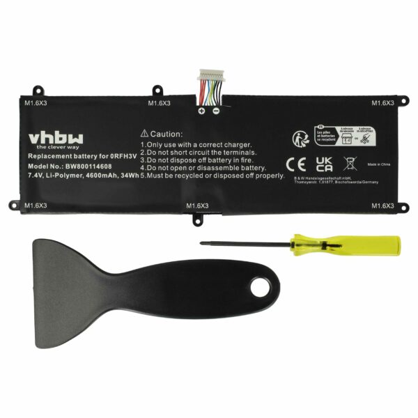 Bateria vhbw para Portátil Dell - 4600 mAh 7.4V Li-polymer (T04E001, RFH3V, VHR5P)