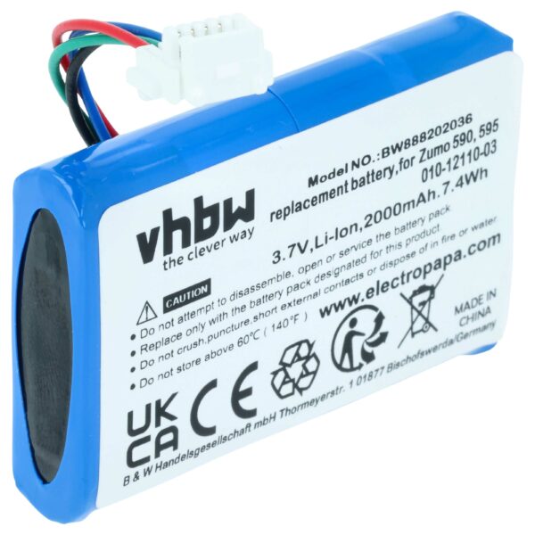 Bateria GPS vhbw para Garmin 010-12110-003, 361-00077-10 - 2000mAh, 3.7V