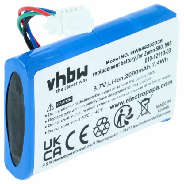 Bateria GPS vhbw para Garmin 010-12110-003, 361-00077-10 - 2000mAh, 3.7V