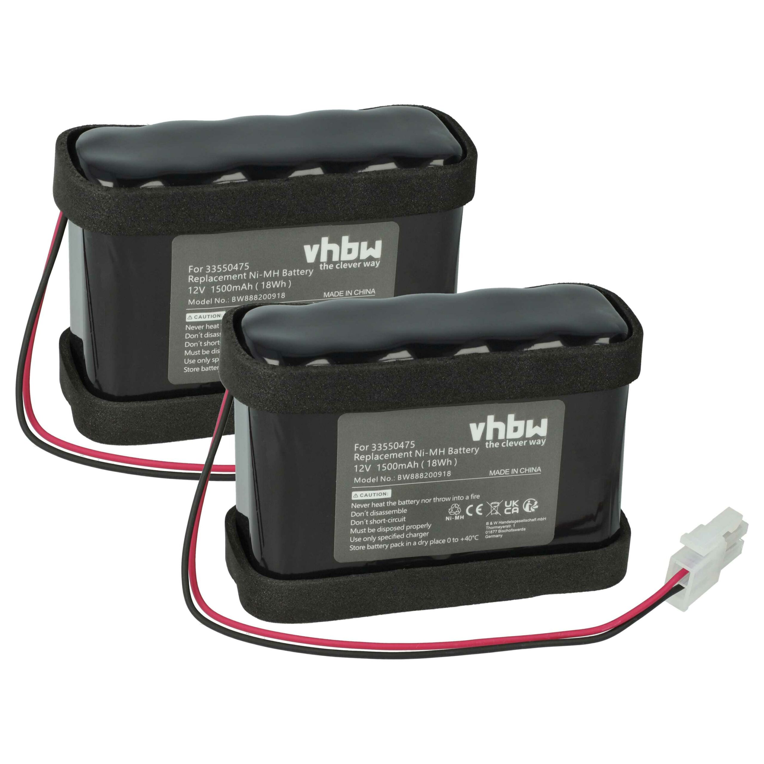 Bateria de Substituição 2x para Operador de Portão Automático Besam 12V 1500 mAh NiMH
