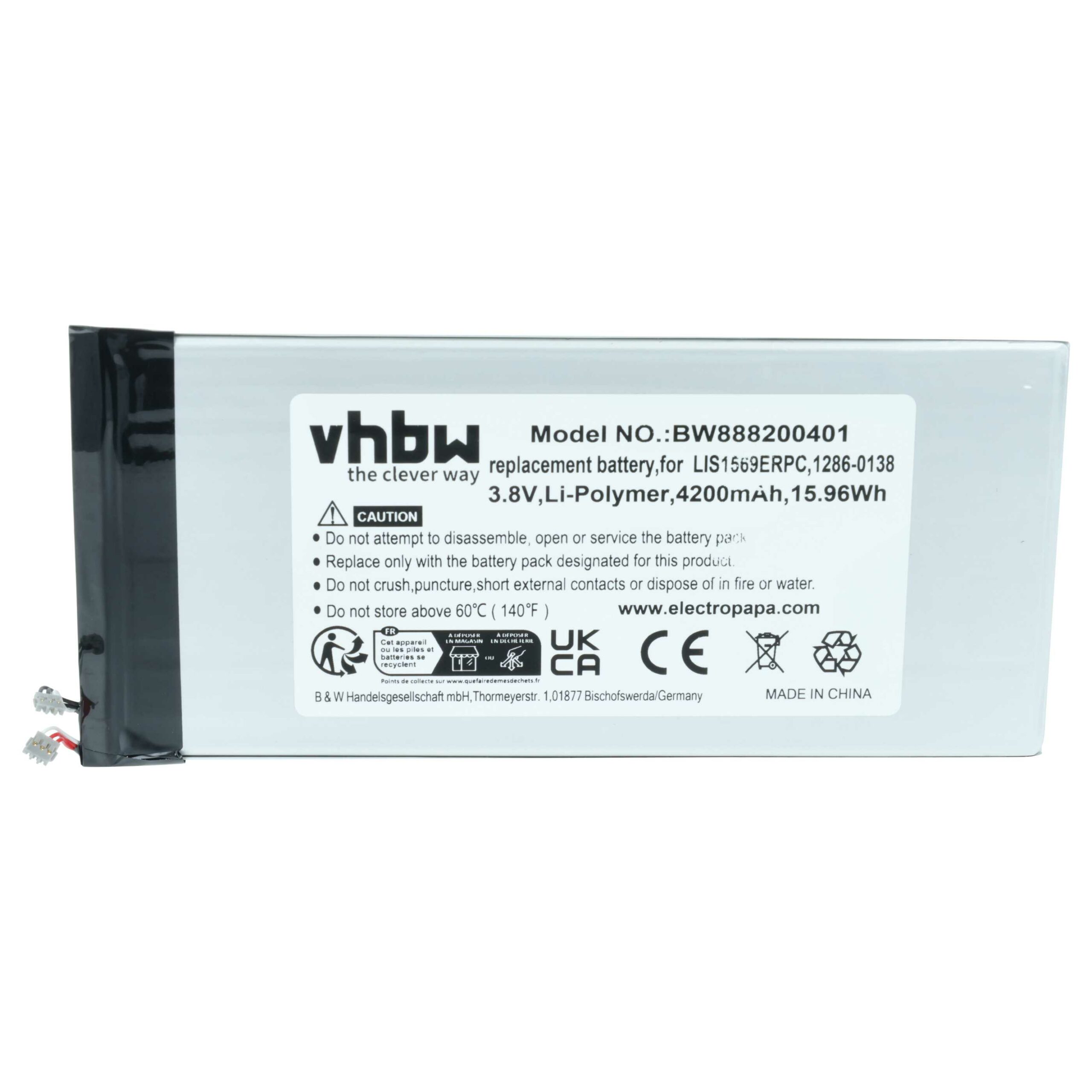 Bateria vhbw para telemóvel / tablet compatível com Sony LIS1569ERPC, 4200 mAh 3.8 V - Image 3