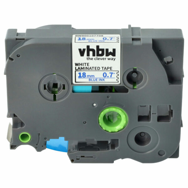 Fita de Etiquetas vhbw Compatível com Brother TZE-243, TZ-243 - 18 mm Azul sobre Branco