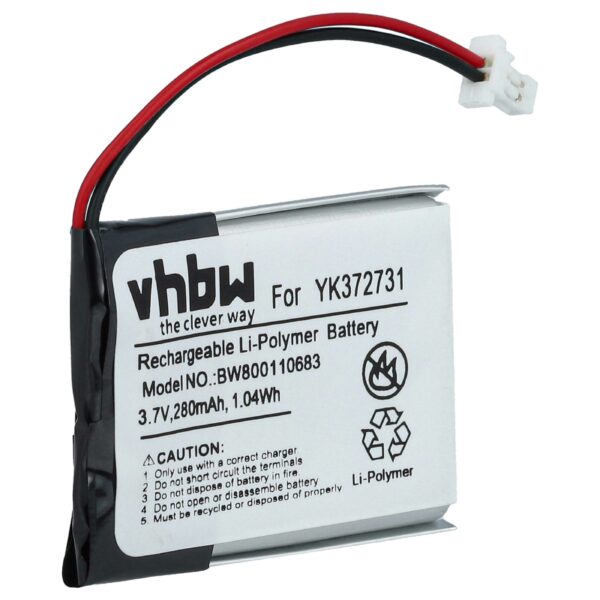 Bateria GPS vhbw compatível com Golf Buddy YK372731, PL482730 - 280mAh, 3.7V