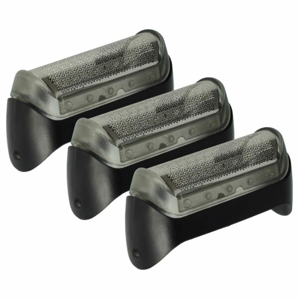 3x Lâminas de Barbear para Braun (5733700, 5733701, 20s, 20B, 10B) - vhbw com Estrutura, Preto/Prateado