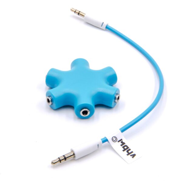 Divisor de Áudio 6-Vias Jack 3.5mm para Auscultadores, Tablets e Dispositivos - Azul vhbw