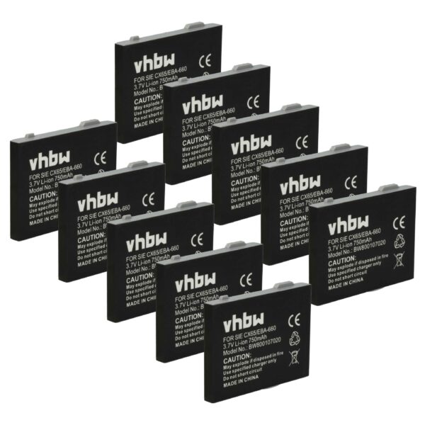 10x Bateria compatível com Siemens EBA-660, EBA-670, EBA-760 para telefone fixo - 750 mAh 3.7 V Li-Ion vhbw
