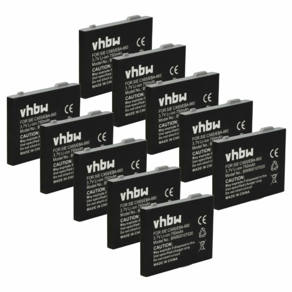 10x Bateria compatível com Siemens EBA-660, EBA-670, EBA-760 para telefone fixo - 750 mAh 3.7 V Li-Ion vhbw