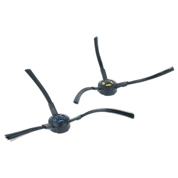 2x Escovas Laterais para iLife, Zaco V80 e Robôs Aspiradores - 3 Braços, Preto, Azul e Amarelo