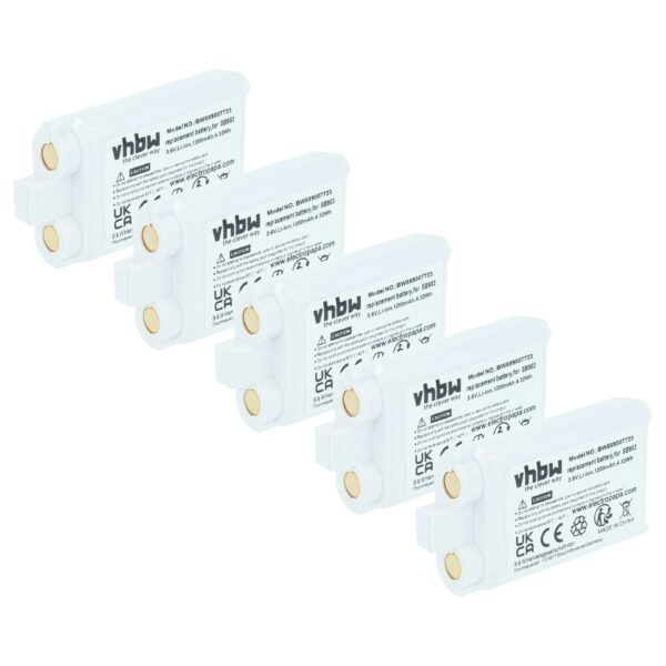 Baterias vhbw para Sistema Sem Fios Shure SLXD1, SLXD2, SLXD3, SLXD5 (5x, 1200 mAh, 3.7 V)