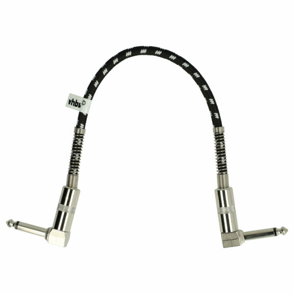 Cabo de Ligação com Jack 6.35 mm para Pedal de Efeitos - Guitarra, 30 cm, Trançado, Branco/Prata