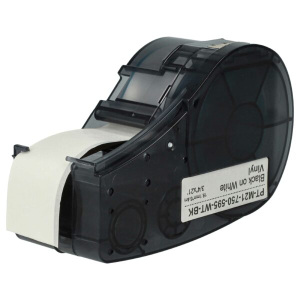 Fita de Etiquetas vhbw substitui Brady M21-750-595-WT - 19.05 mm Preto sobre Branco, Vinil