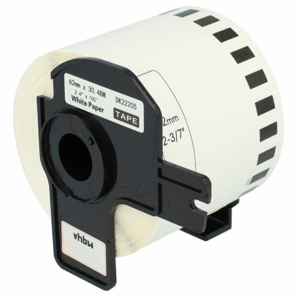 Rolo de Etiquetas Compatível com Brother DK-22205 - 62 mm x 30.48 m + Suporte