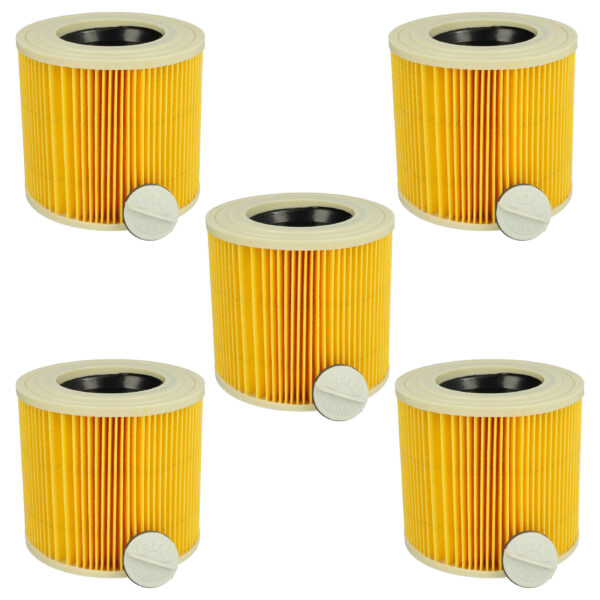 5x Filtro Cartucho de Substituição vhbw para Kärcher 2.863-303.0, 6.414-547.0 e Aspiradores PowerPlus