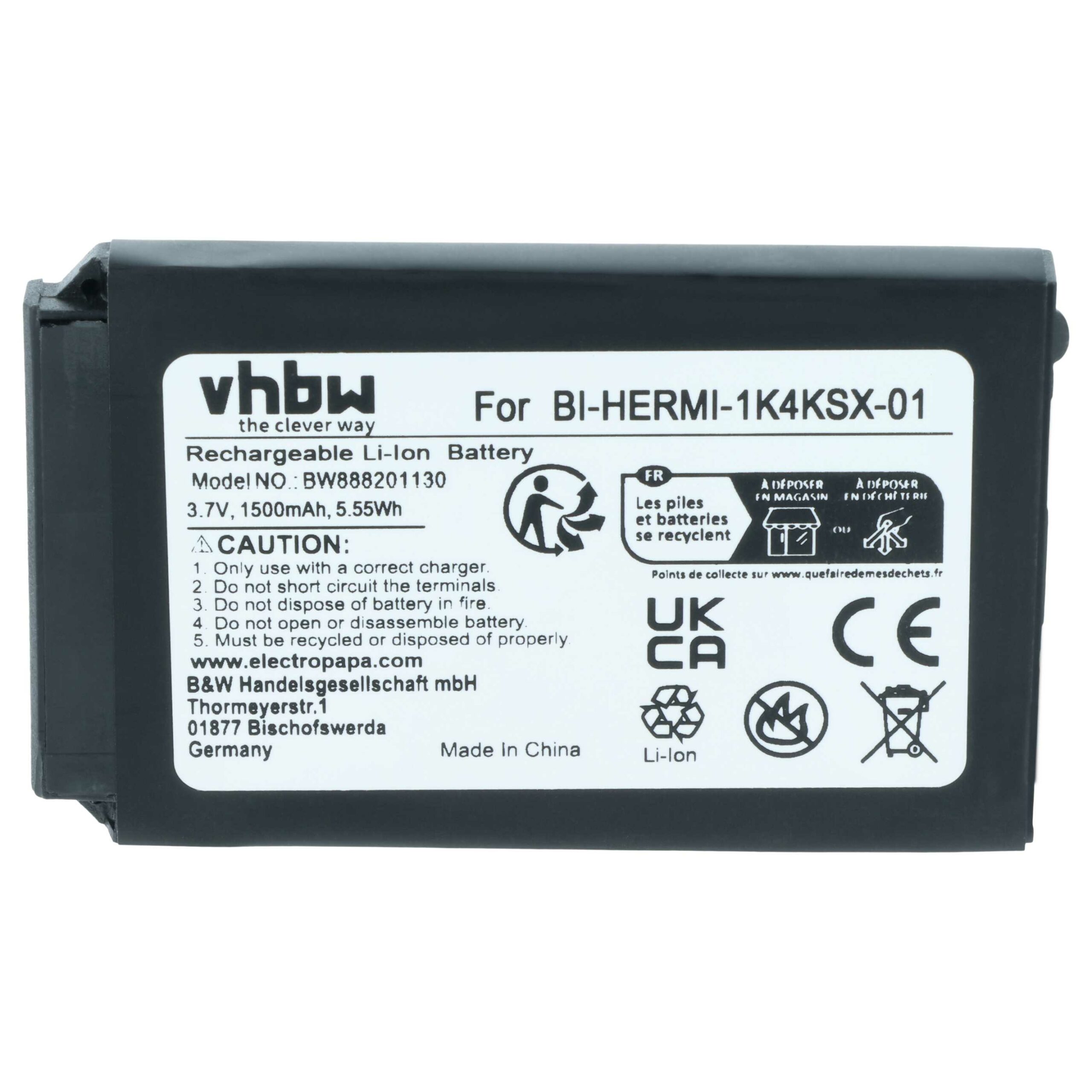 2x Bateria vhbw substitui Cisco BI-HERMI-1K4KSX-01 para telefone fixo Cisco - 1500 mAh 3.7 V Li-Ion - Image 3