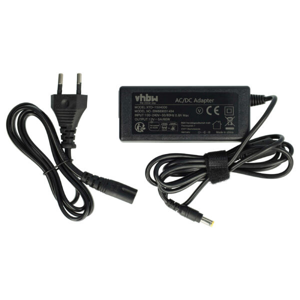 Carregador / Transformador AC vhbw para Posiflex JIVA KS-7215G, KS6815, KS7210, KS7212 (12V / 5A)