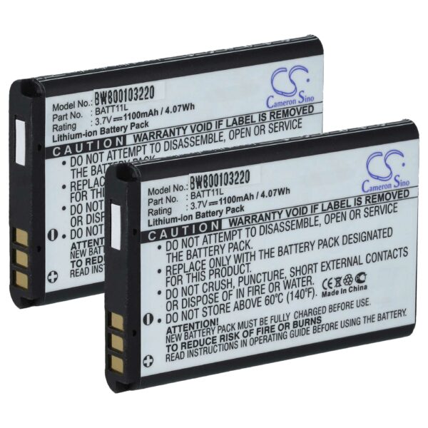 vhbw Conjunto de 2 Baterias para Midland BATT11L / Ordro / Vivitar - 1100 mAh 3.7 V Li-Ion