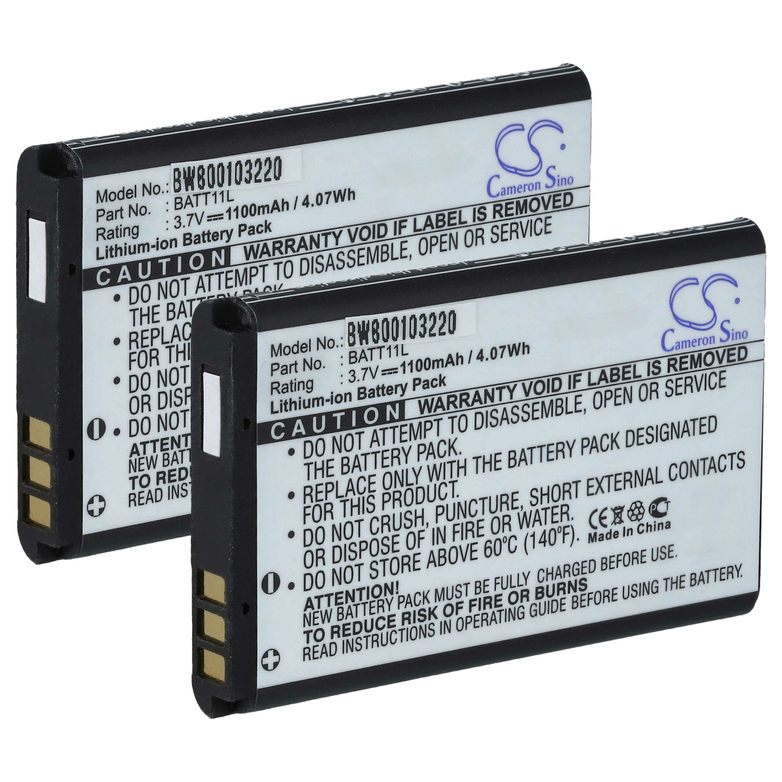 vhbw Conjunto de 2 Baterias para Midland BATT11L / Ordro / Vivitar - 1100 mAh 3.7 V Li-Ion