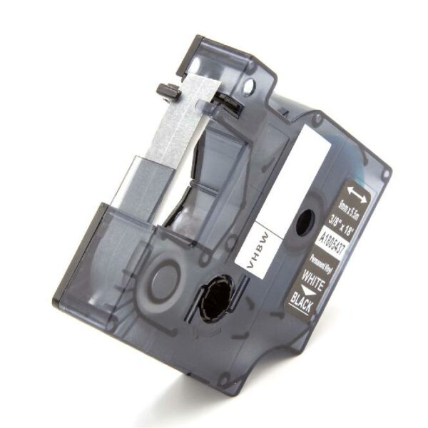 Fita de Etiquetas vhbw Compatível com Dymo 1805437 - 9 mm Branco sobre Preto, Vinil