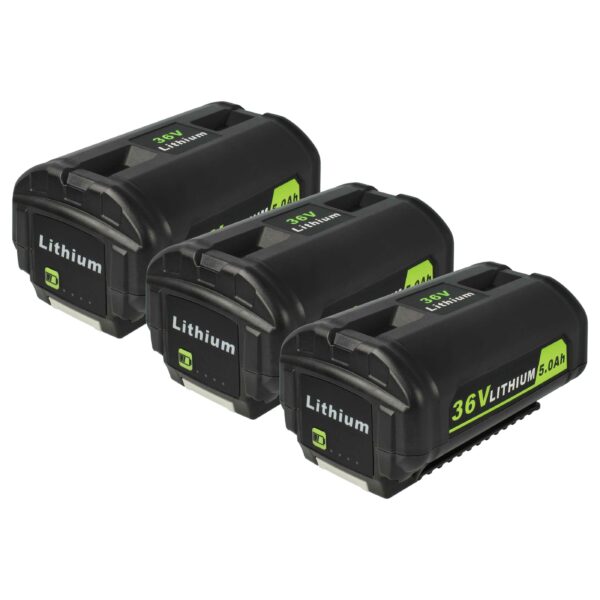 3x Bateria vhbw 5 Ah 36 V Li-Ion compatível com Ryobi BPL3626, BPL3640, BPL3650