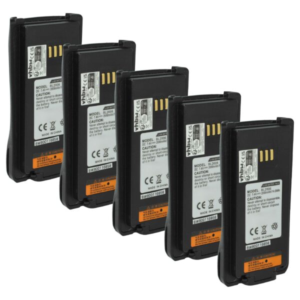 Pack 5x Baterias vhbw para Rádio Hytera / HYT PD700, PD780 (2000 mAh, 7.4 V)