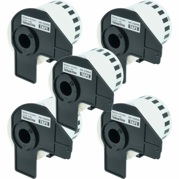 5x Rolo de Etiquetas Compatível com Brother DK-22606 - Premium 62 mm x 15.24 m + Suporte