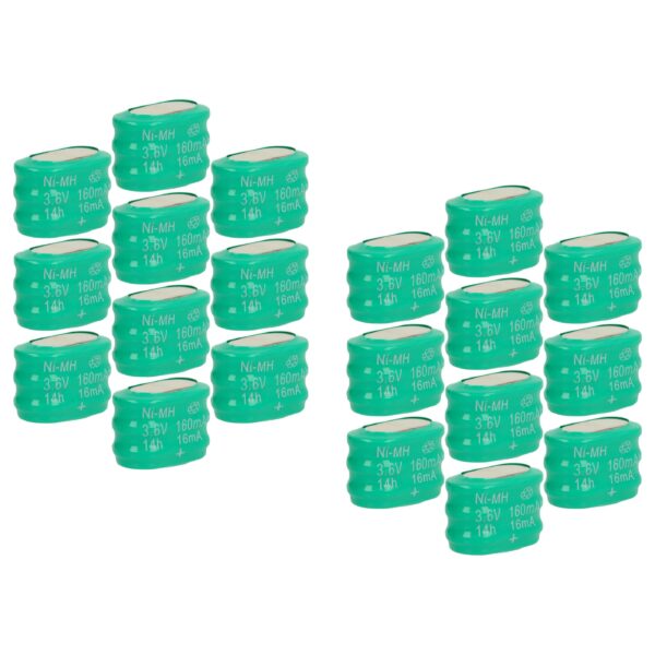 Pack 20 Baterias de Botão Tipo 3/V150H para Modelos de Construção e Candeeiros Solares - 150 mAh 3.6 V NiMH vhbw