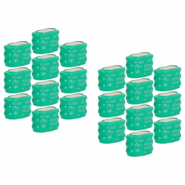 Pack 20 Baterias de Botão Tipo 3/V150H para Modelos de Construção e Candeeiros Solares - 150 mAh 3.6 V NiMH vhbw