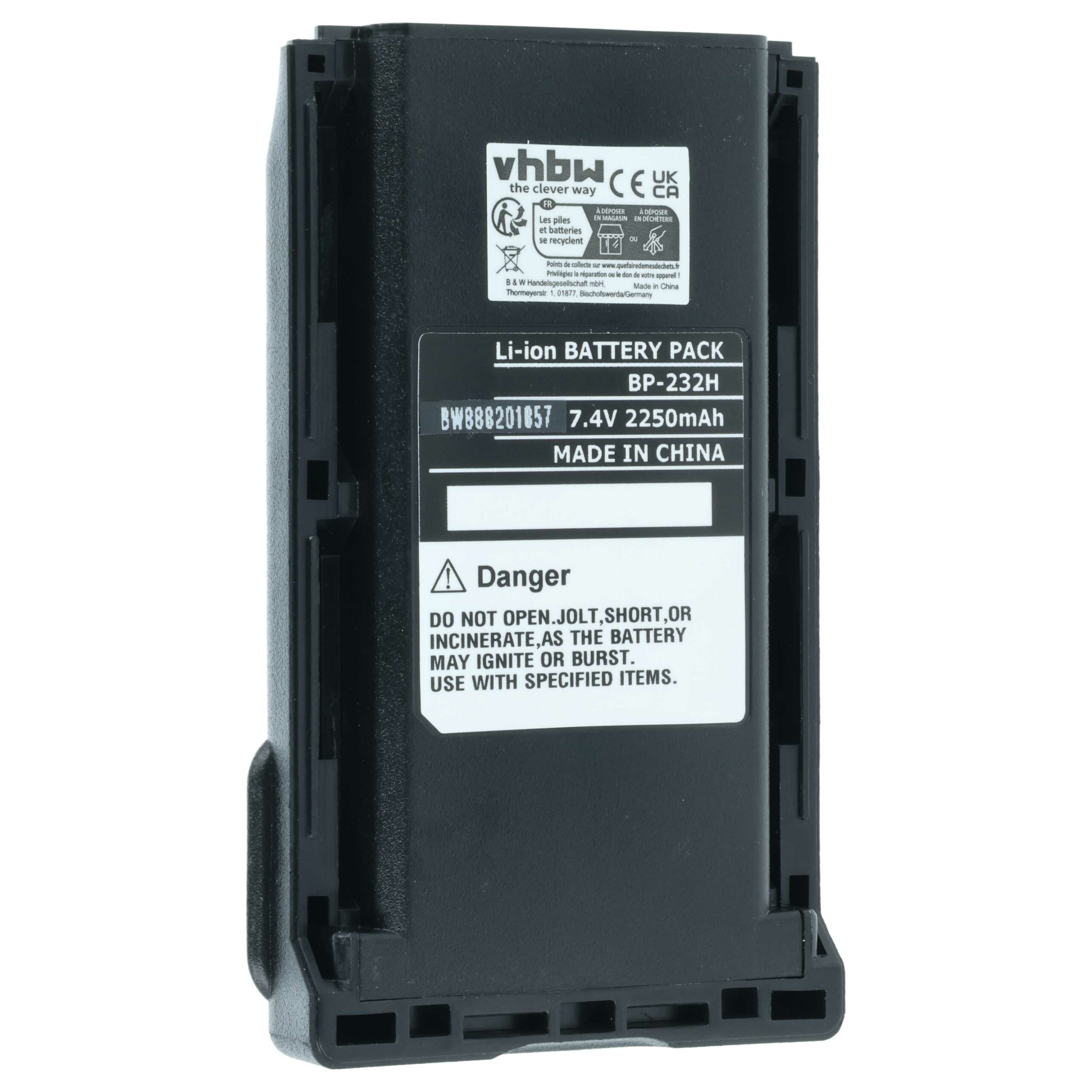 Bateria vhbw 5x para Icom BJ-2000, BP-232, BP-231, BP-231N, BP-230, BP-230N - 2250 mAh 7.2 V Li-Ion - Image 3