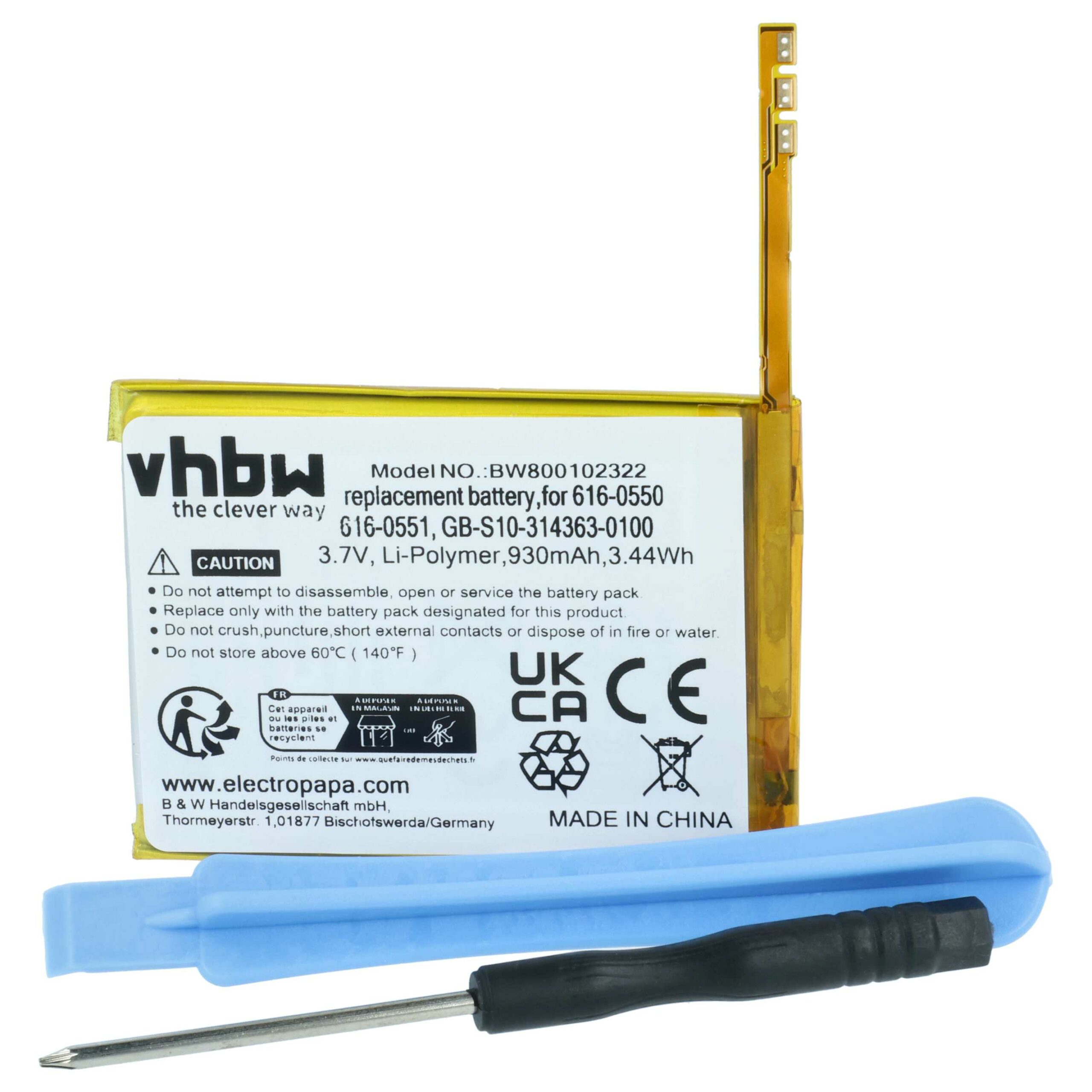 Bateria vhbw para leitor MP3 Apple iPod Touch 4G / 4ª Geração - 930 mAh 3.7 V Li-polímero - Image 3