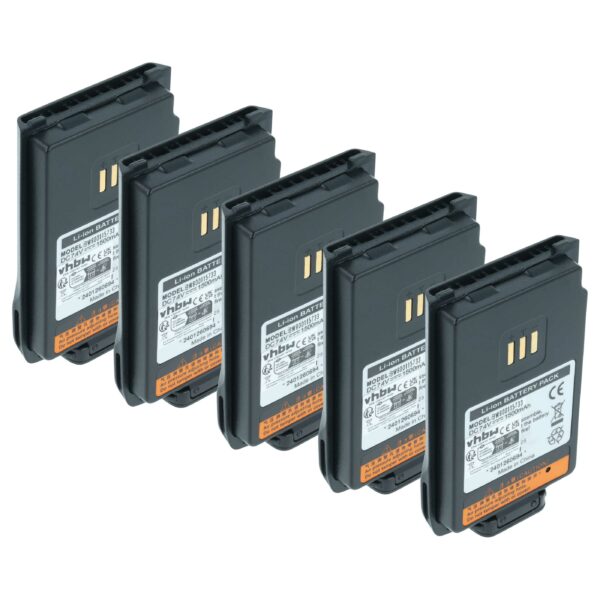 Bateria vhbw 5x para Rádios Hytera HYT - 1500 mAh 7.4V Li-Ion (substitui BL1502, BL2010)